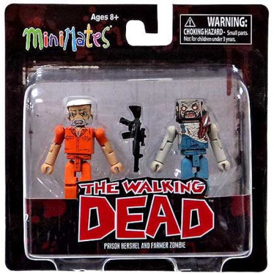 THE WALKING DEAD SERIES 3 PRISON HERSHEL AND FARMER ZOMBIE MINIMATES - DIAMOND SELECT TOYS